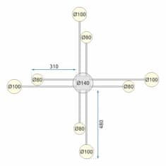 Toolight MODERN 8-AXIS LED SUFFIT LIGHT APP523-8C Črna