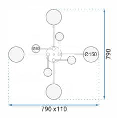 Toolight Stropna svetilka APP528-8C siva