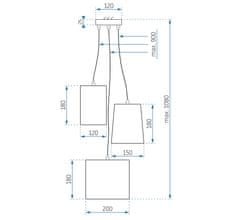 Toolight Moderna stropna svetilka APP971-3cp Mešane barve