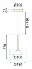Toolight Svetilka Viseče senčilo 10cm APP939-1CP Zlato