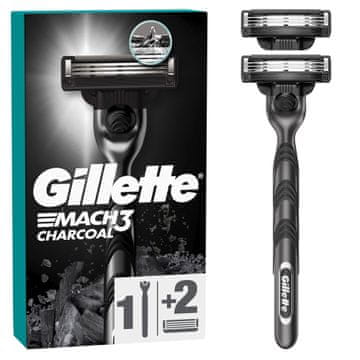 Gillette Mach3 brivnik z ogljem za moške + 2 nadomestni glavi