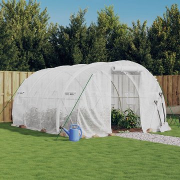 Vidaxl Rastlinjak z jeklenim okvirjem bel 12 m² 4x3x2 m