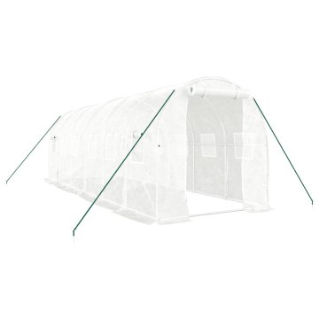 Vidaxl Rastlinjak z jeklenim ogrodjem bel 12 m² 6x2x2 m