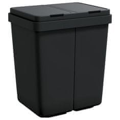 Vidaxl Dvojni smetnjak antracit 2x25 L