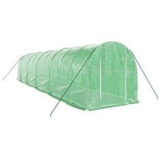 Vidaxl Rastlinjak z jeklenim ogrodjem zelen 20 m² 10x2x2 m