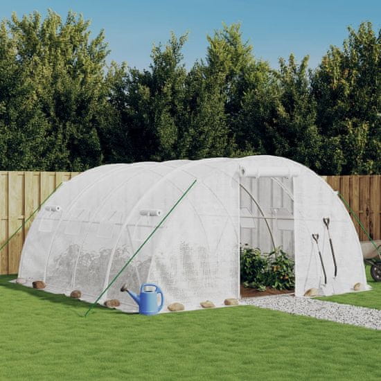 Vidaxl Rastlinjak z jeklenim okvirjem bel 16 m² 4x4x2 m