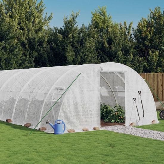 Vidaxl Rastlinjak z jeklenim okvirjem bel 40 m² 10x4x2 m