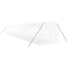 Vidaxl Rastlinjak z jeklenim okvirjem bel 32 m² 16x2x2 m