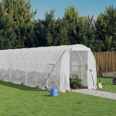 Vidaxl Rastlinjak z jeklenim okvirjem bel 32 m² 16x2x2 m