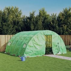 Vidaxl Rastlinjak z jeklenim ogrodjem zelen 20 m² 5x4x2,3 m