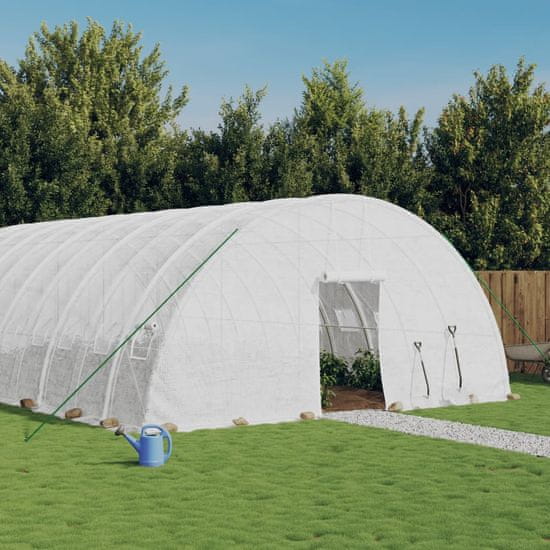 Vidaxl Rastlinjak z jeklenim okvirjem bel 84 m² 14x6x2,85 m