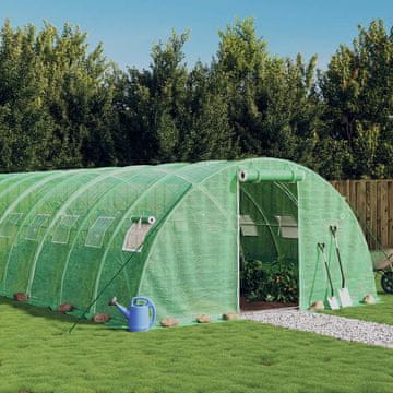 Vidaxl Rastlinjak z jeklenim ogrodjem zelen 80 m² 20x4x2 m