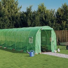 Vidaxl Rastlinjak z jeklenim ogrodjem zelen 36 m² 18x2x2 m