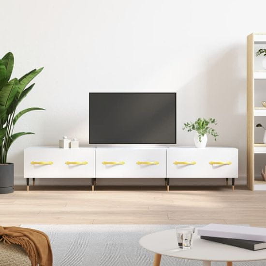 Vidaxl TV omarica visok sijaj bela 150x36x30 cm inženirski les