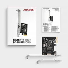 AXAGON PCEE-GRL, omrežna kartica PCIe - 1x Gigabit Ethernet vrata (RJ-45), Realtek 8111L, vključ. LP