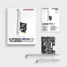 AXAGON PCES-SJ2, krmilnik PCIe - 2x notranja vrata SATA 6G, JMB582, SP & LP