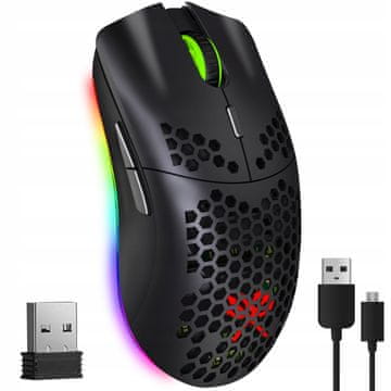 Malatec Brezžična akumulatorska optična igralna miška 2400DPI LED RGB