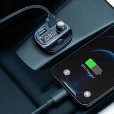 Dexxer Avtomobilski FM oddajnik LCD bluetooth in polnilec 12-24V 2x USB Quick Charge 3.0 RGB