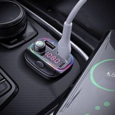 Dexxer Avtomobilski FM oddajnik LCD bluetooth in polnilec 12-24V 2x USB Quick Charge 3.0 RGB