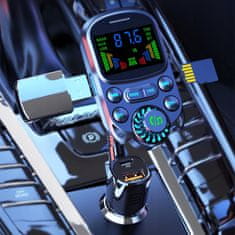 Dexxer Avtomobilski FM oddajnik velik LCD bluetooth 5.3 in polnilec 12-24V 3x USB 3.0 RGB