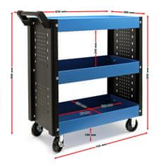 Wiltec Delavniški servisni voziček za orodje 3 police do 150kg