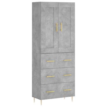 Vidaxl Visoka komoda betonsko siva 69,5x34x180 cm inženirski les
