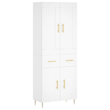 Vidaxl Visoka omara bela 69,5x34x180 cm inženirski les