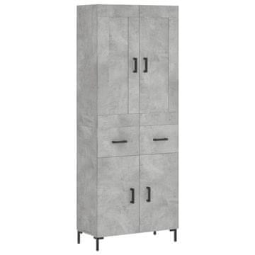 Vidaxl Visoka komoda betonsko siva 69,5x34x180 cm inženirski les