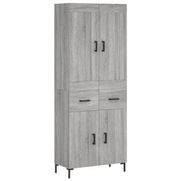 Vidaxl Visoka komoda siva sonoma 69,5x34x180 cm inženirski les