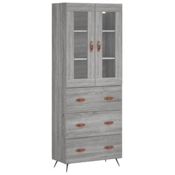 Vidaxl Visoka komoda siva sonoma 69,5x34x180 cm inženirski les
