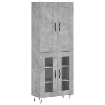 Vidaxl Visoka komoda betonsko siva 69,5x34x180 cm inženirski les