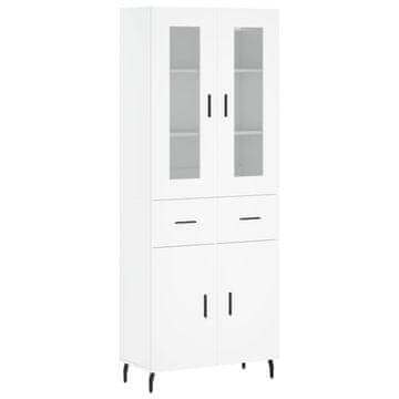 Vidaxl Visoka omara bela 69,5x34x180 cm inženirski les
