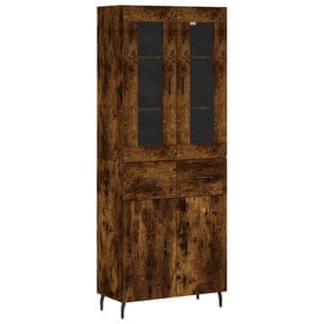 Vidaxl Visoka komoda dimljen hrast 69,5x34x180 cm inženirski les