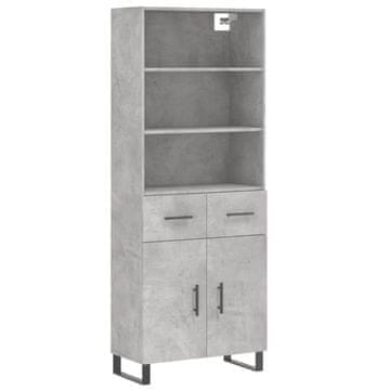 Vidaxl Visoka komoda betonsko siva 69,5x34x180 cm inženirski les