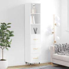 Vidaxl Visoka omara visok sijaj bela 34,5x34x180 cm inženirski les