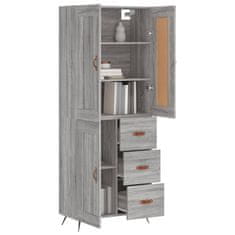 Vidaxl Visoka komoda siva sonoma 69,5x34x180 cm inženirski les