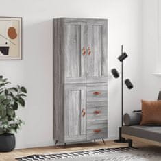 Vidaxl Visoka komoda siva sonoma 69,5x34x180 cm inženirski les