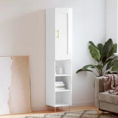 Vidaxl Visoka omara visok sijaj bela 34,5x34x180 cm inženirski les