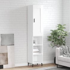 Vidaxl Visoka omara visok sijaj bela 34,5x34x180 cm inženirski les