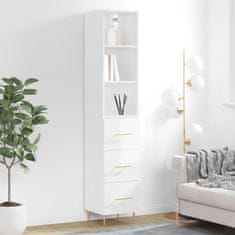 Vidaxl Visoka omara visok sijaj bela 34,5x34x180 cm inženirski les