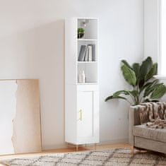 Vidaxl Visoka omara visok sijaj bela 34,5x34x180 cm inženirski les