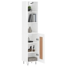 Vidaxl Visoka omara visok sijaj bela 34,5x34x180 cm inženirski les