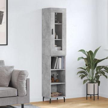 Vidaxl vidaXL Visoka omarica betonsko siva 34,5x34x180 cm