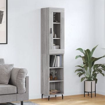 Vidaxl vidaXL Visoka omarica, siva, hrast sonoma, 34,5 x 34 x 180 cm