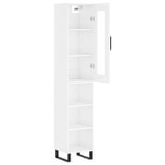 Vidaxl Visoka omara visok sijaj bela 34,5x34x180 cm inženirski les