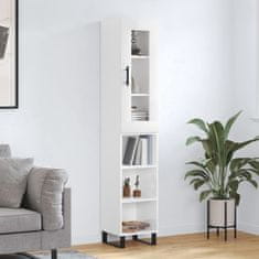 Vidaxl Visoka omara visok sijaj bela 34,5x34x180 cm inženirski les