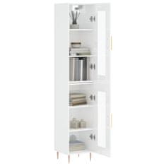 Vidaxl Visoka omara visok sijaj bela 34,5x34x180 cm inženirski les