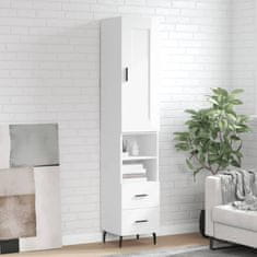 Vidaxl Visoka omara visok sijaj bela 34,5x34x180 cm inženirski les