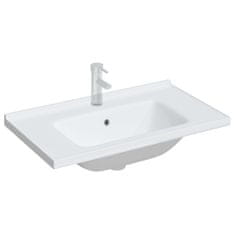Vidaxl Kopalniški umivalnik bel 81x48x19,5 cm pravokoten keramičen