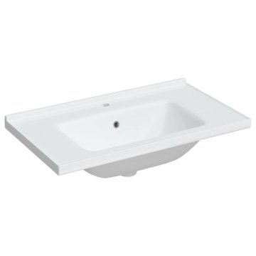 Vidaxl Kopalniški umivalnik bel 81x48x19,5 cm pravokoten keramičen